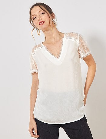 Blouse manches et dos dentelle