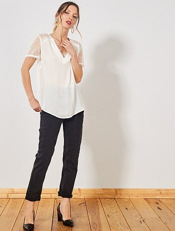 Blouse manches et dos dentelle - Kiabi