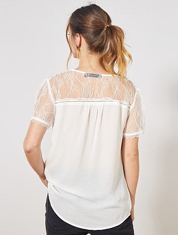 Blouse manches et dos dentelle - Kiabi