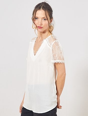 Blouse manches et dos dentelle - Kiabi