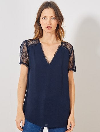 Blouse manches et dos dentelle - Kiabi