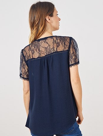 Blouse manches et dos dentelle - Kiabi