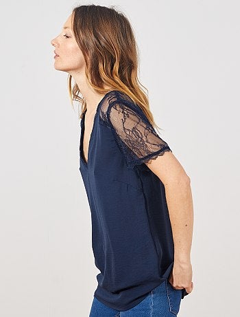 Blouse manches et dos dentelle - Kiabi