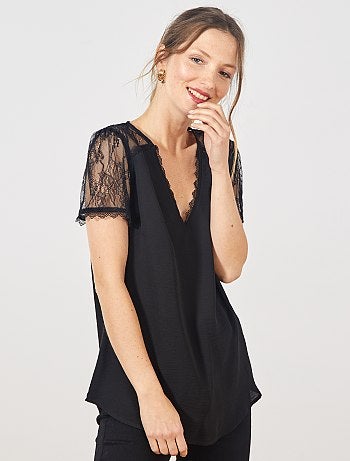 Blouse manches et dos dentelle - Kiabi