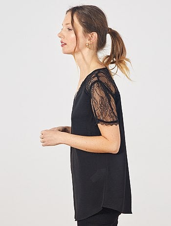 Blouse manches et dos dentelle - Kiabi
