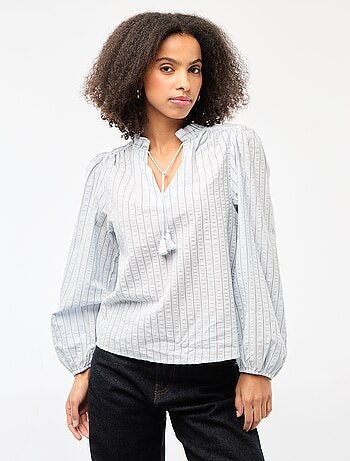 Blouse manches longues à carreaux