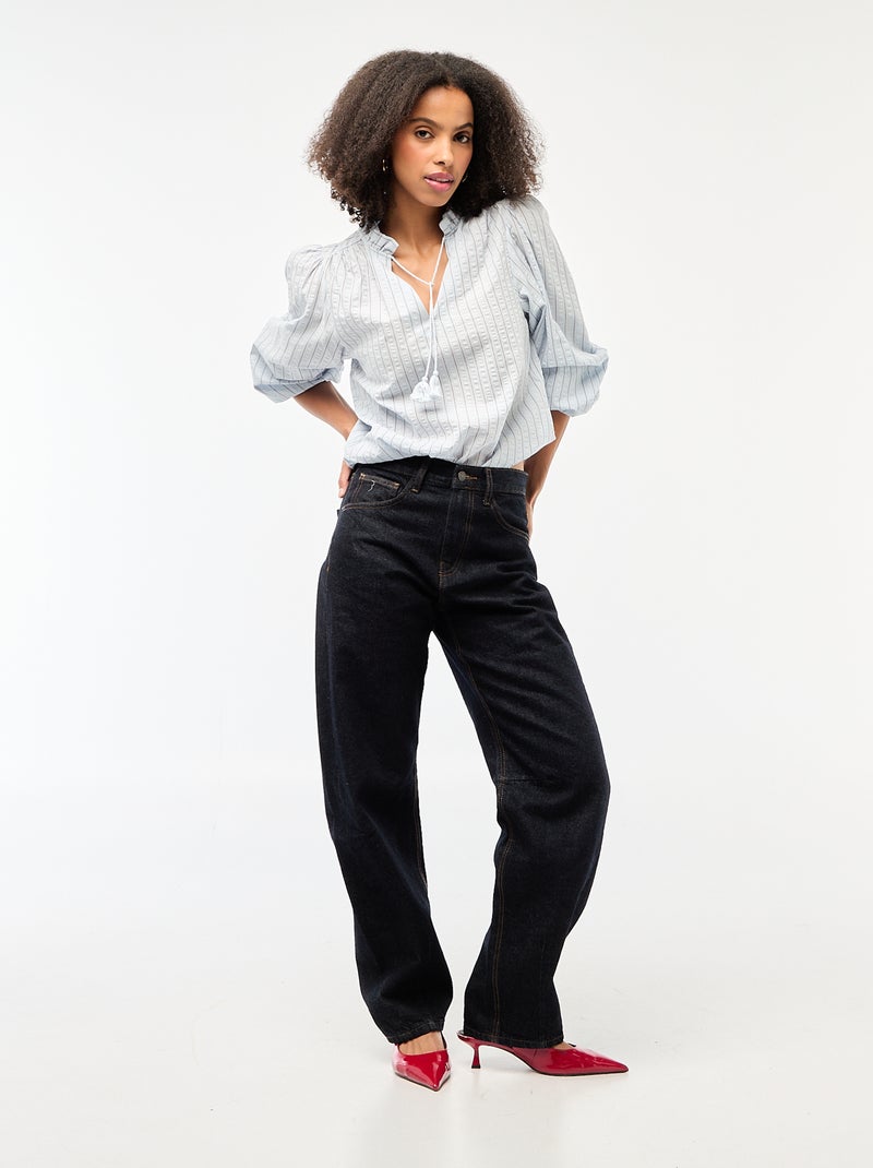 Blouse manches longues à carreaux Bleu - Kiabi