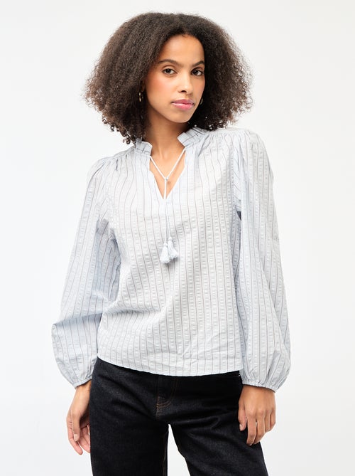 Blouse manches longues à carreaux - Kiabi