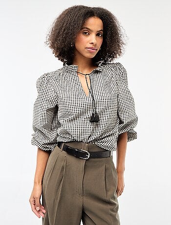 Blouse manches longues à carreaux