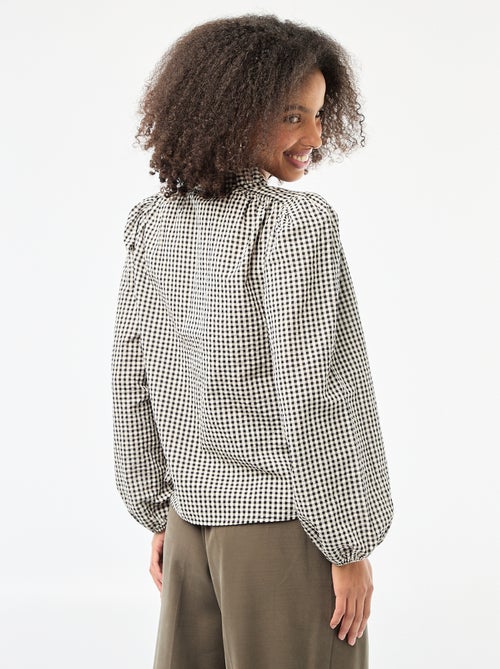 Blouse manches longues à carreaux - Kiabi