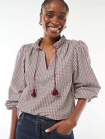 Blouse manches longues à carreaux