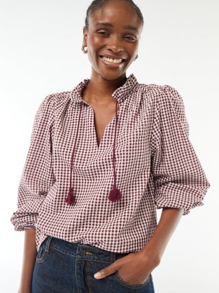 Blouse manches longues à carreaux