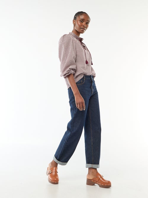 Blouse manches longues à carreaux - Kiabi