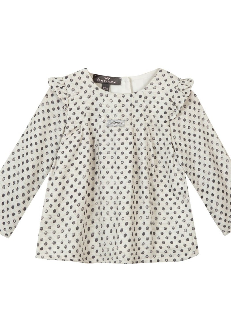 Blouse Manches Longues À Pois 'floriane' Ecru - Kiabi