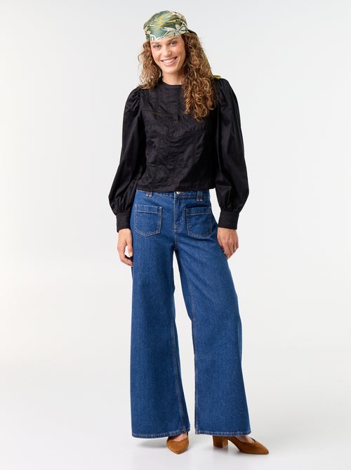 Blouse manches longues avec broderies - Kiabi
