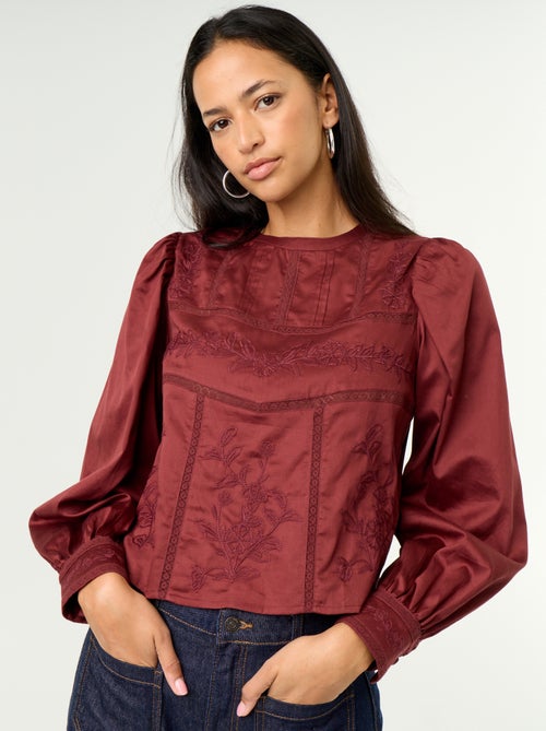 Blouse manches longues avec broderies - Kiabi