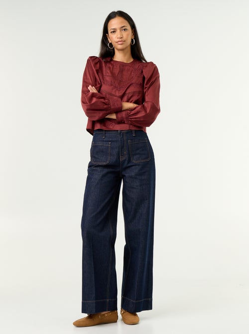 Blouse manches longues avec broderies - Kiabi