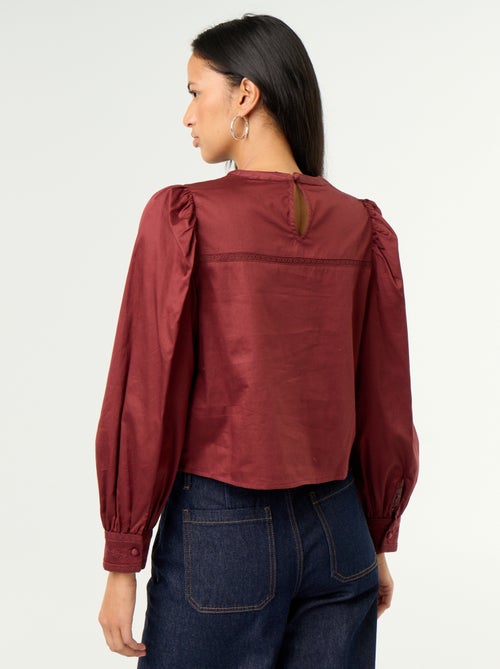 Blouse manches longues avec broderies - Kiabi