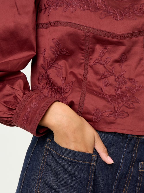 Blouse manches longues avec broderies - Kiabi