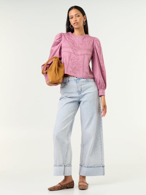 Blouse manches longues avec broderies - Kiabi
