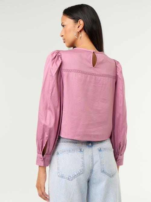 Blouse manches longues avec broderies - Kiabi