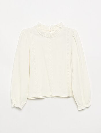 Blouse manches longues avec col volanté