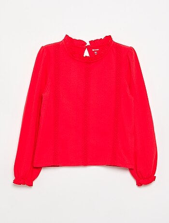 Blouse manches longues avec col volanté