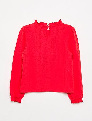 Blouse manches longues avec col volanté