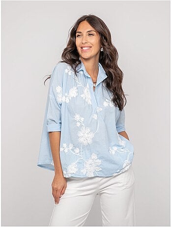 Blouse manches longues broderie OPEYA