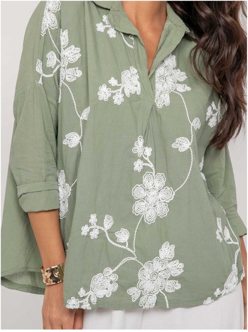 Blouse manches longues broderie OPEYA - Kiabi Blouse manches longues broderie OPEYA - Kiabi