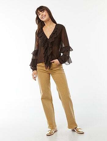 Blouse manches longues volantée