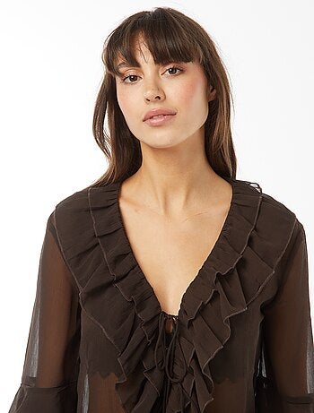 Blouse manches longues volantée