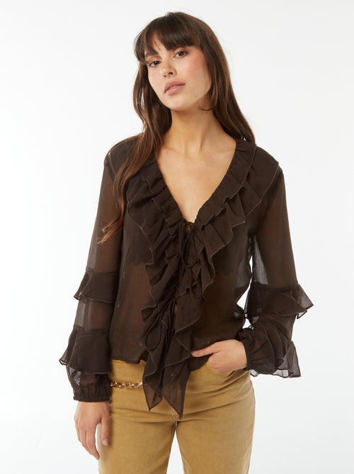 Blouse manches longues volantée - Kiabi