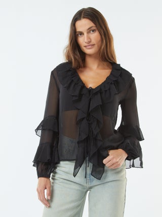 Blouse manches longues volantée