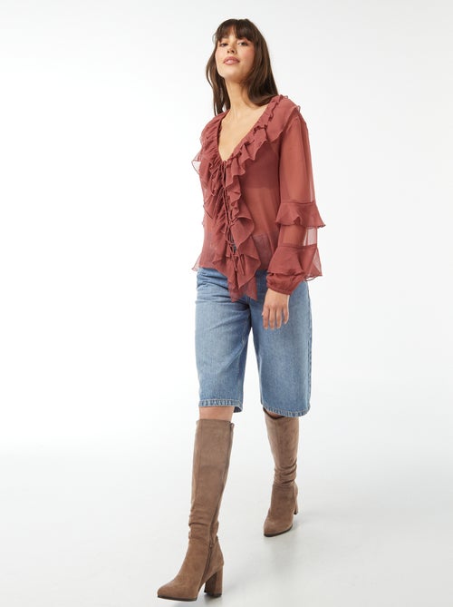 Blouse manches longues volantée - Kiabi