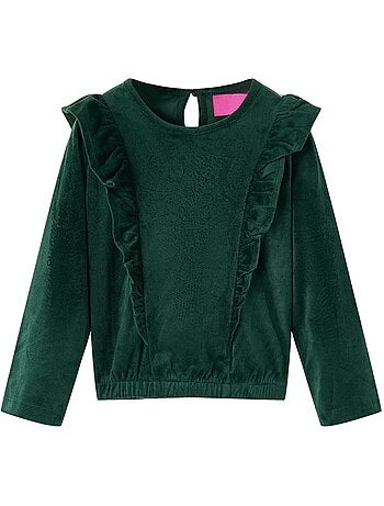 Blouse manches longues volantées polyester col rond boutonnée - vidaxl