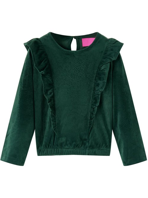 Blouse manches longues volantées polyester col rond boutonnée - vidaxl - Kiabi