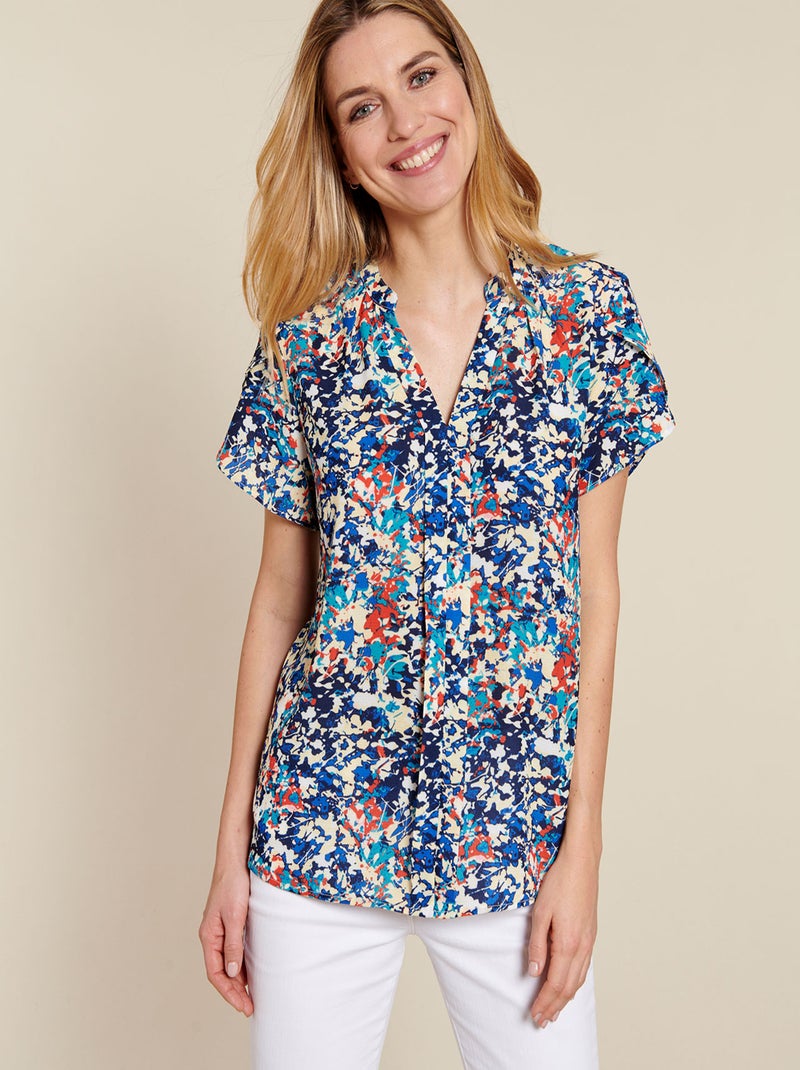 Blouse manches papillon - Damart Bleu - Kiabi