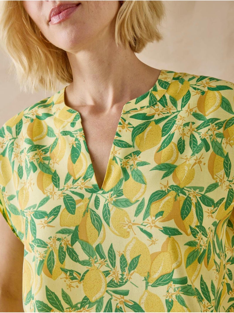 Blouse manches T tissu fluide - DAXON Jaune citron - Kiabi