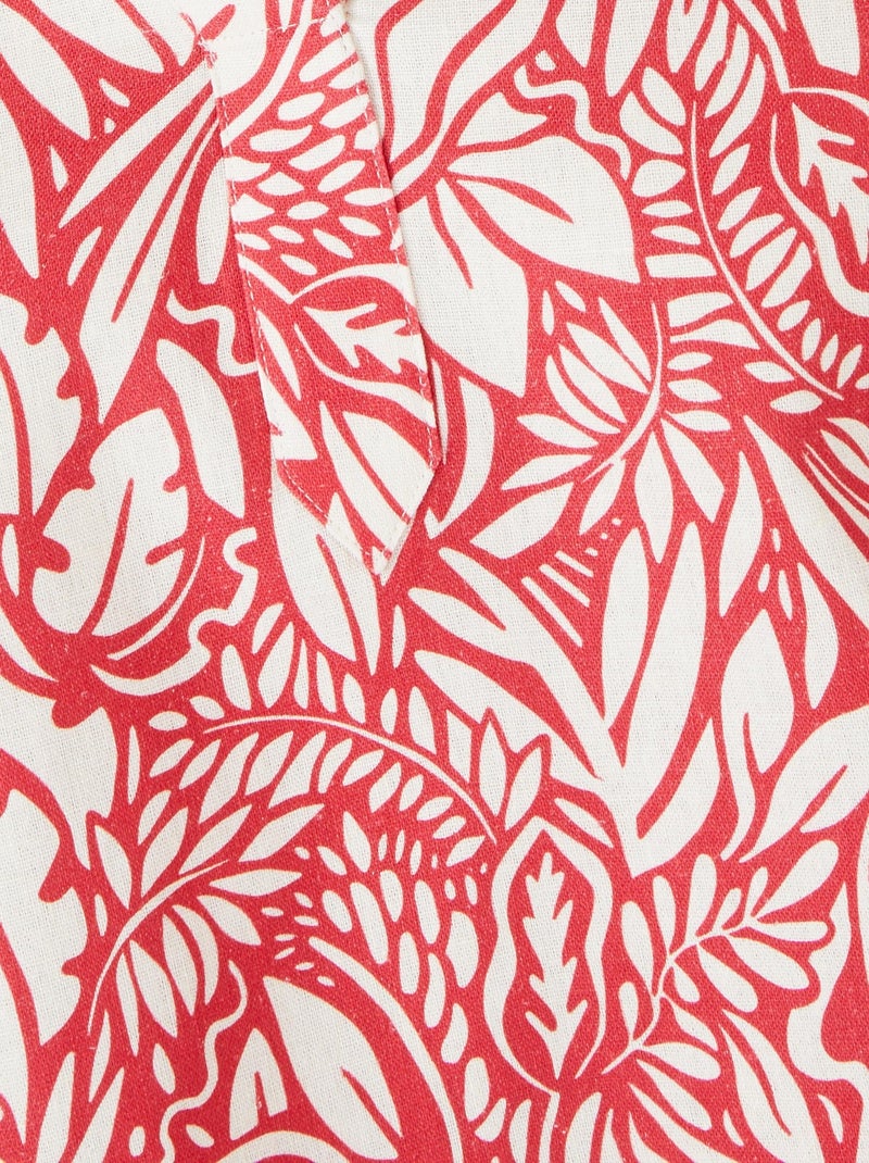 Blouse mélange lin feuillage - Damart Rouge - Kiabi