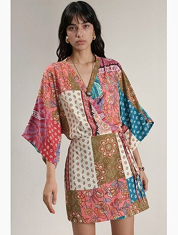 Blouse midi à col v et imprimé ethnique hiccup