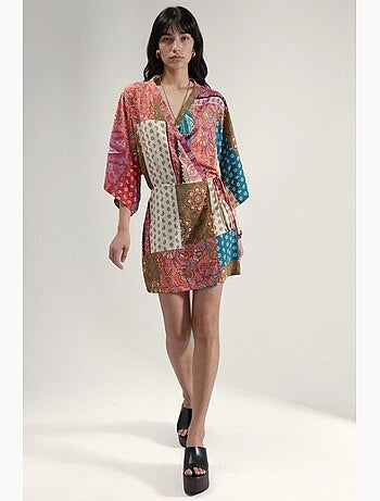 Blouse midi à col v et imprimé ethnique hiccup