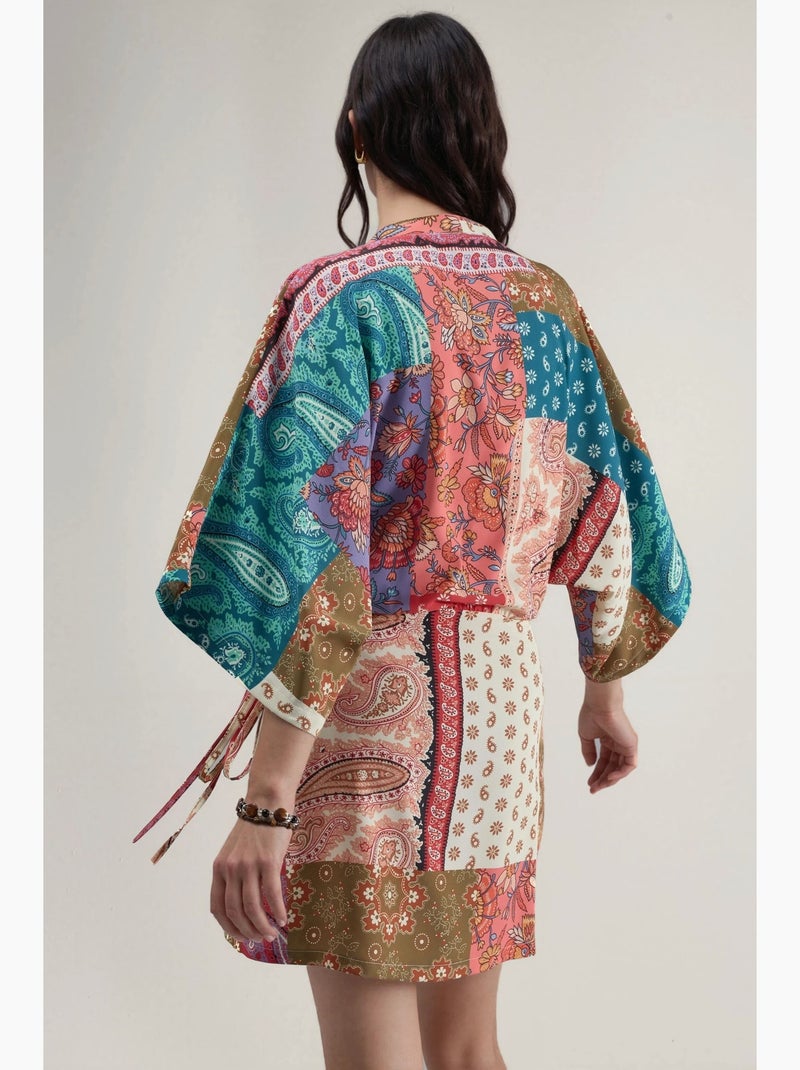 Blouse midi à col v et imprimé ethnique hiccup Rose - Kiabi