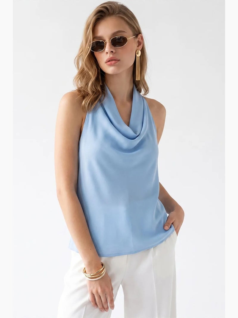 Blouse mixray Bleu ciel - Kiabi
