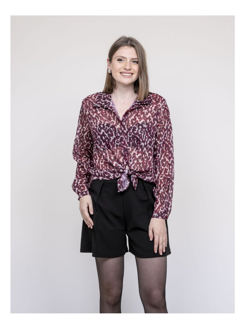 Blouse motif léopard ONESINE Bordeaux - Kiabi