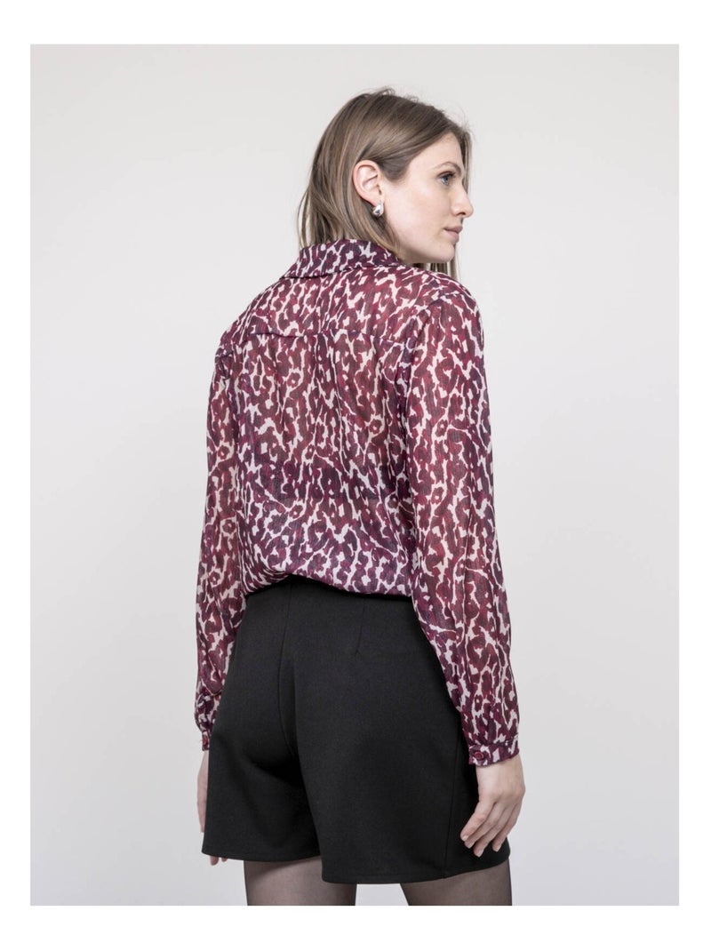 Blouse motif léopard ONESINE Bordeaux - Kiabi