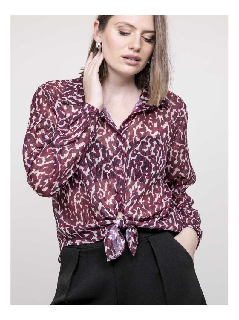 Blouse motif léopard ONESINE Bordeaux - Kiabi