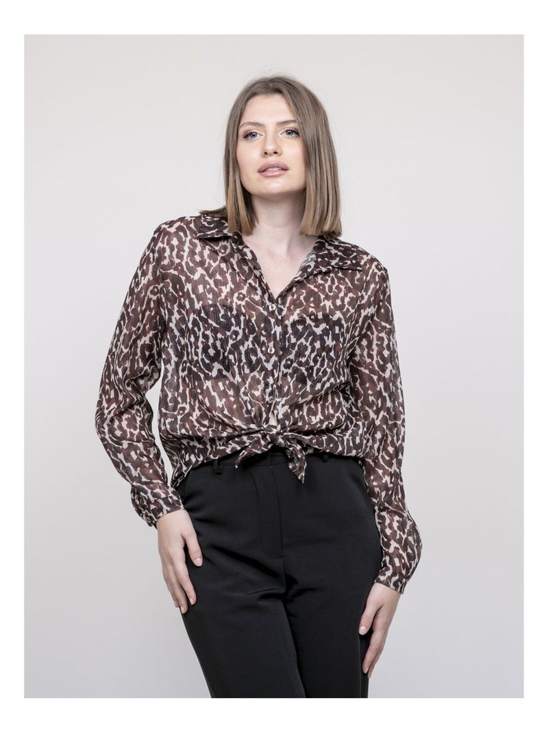Blouse motif léopard ONESINE Marron - Kiabi