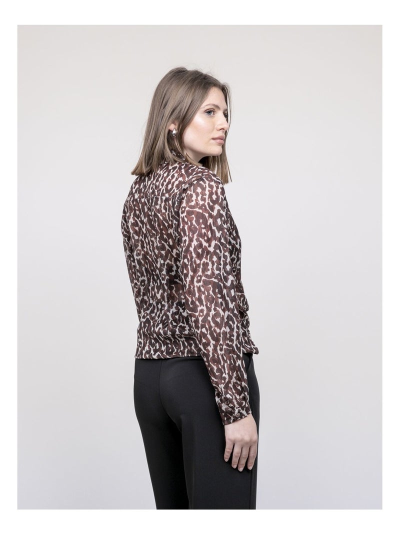 Blouse motif léopard ONESINE Marron - Kiabi