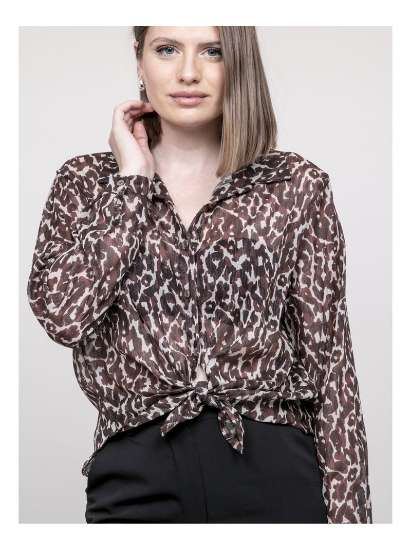 Blouse motif léopard ONESINE Marron - Kiabi